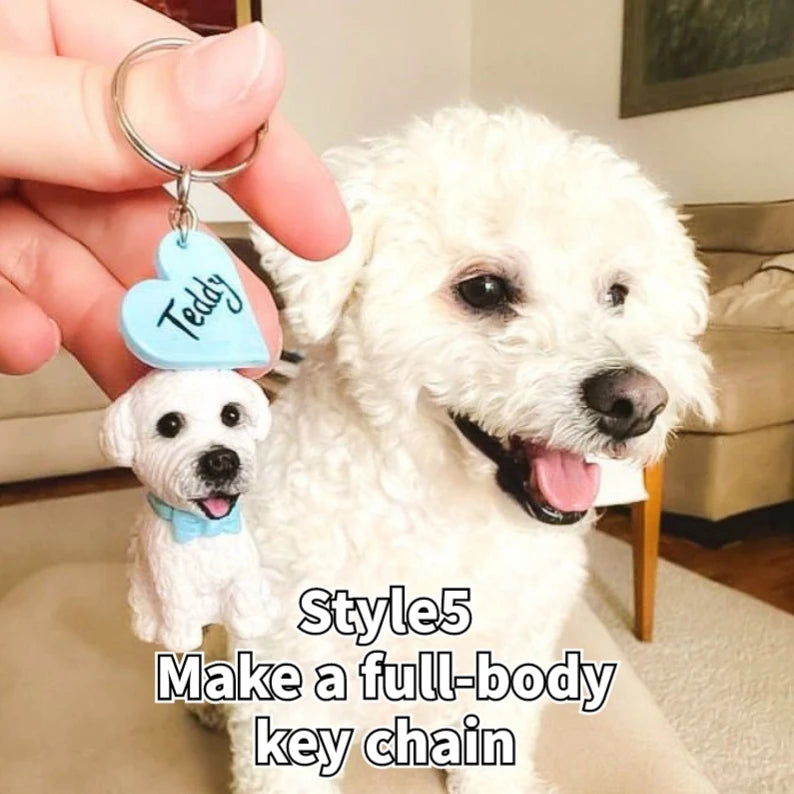 Custom Dog Head Ornament Personalized Cartoon Portrait Pet Keychain Customized Pet Gift Pet Mini Sculpture Pet Lover Gift Ideas