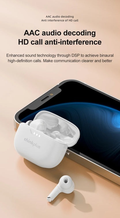 100% Original Lenovo Headphones Wireless Bluetooth 5.2 Earbuds HiFi Stereo Noise Reduction Headphones Touch Control 250mAH New