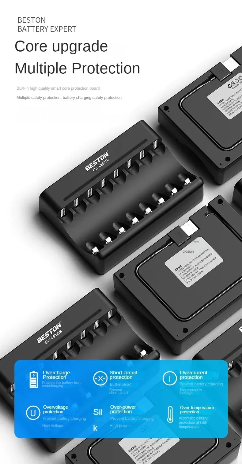 2/4/8 Slots AA AAA 1.2V Ni-MH Rechargeable Batteries Charging with Indicator Light Electric Chargers Smart USB Battery Charger