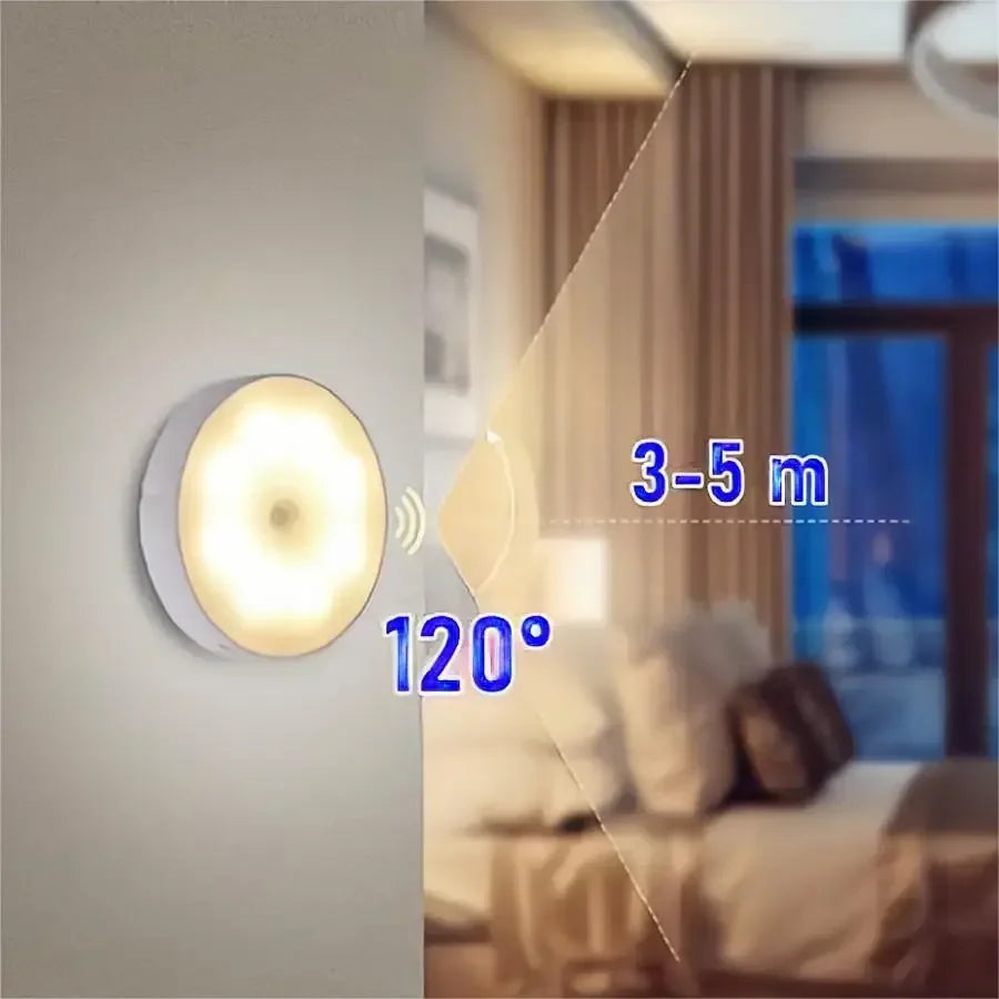 LED Human Body Induction Night Light USB Charging Smart Sensor Lamp Bedside Bedroom Home Corridor Lighting 8 LEDs Mini Wall Lamp
