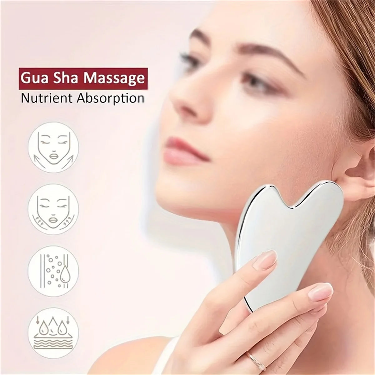 Facial Tool Gua Sha Board Beauty Skin Care Stainless Steel GuaSha Massage Tool Natural Universal Facial Silver Metal