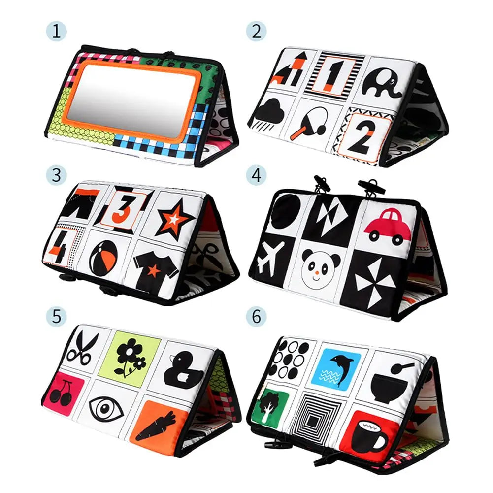 Baby Tummy Time Black and White Newborn Mirror Toys for Babies Montessori Development Crawl High Contrast Activity Sensory Toy