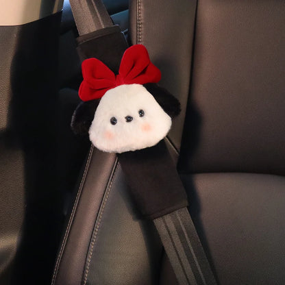 1pc Cute Cartoon Bow Dog Car Seatbelt Cover Seat Belt Harness Cushion Auto Shoulder Strap Protector Pad for Children Women