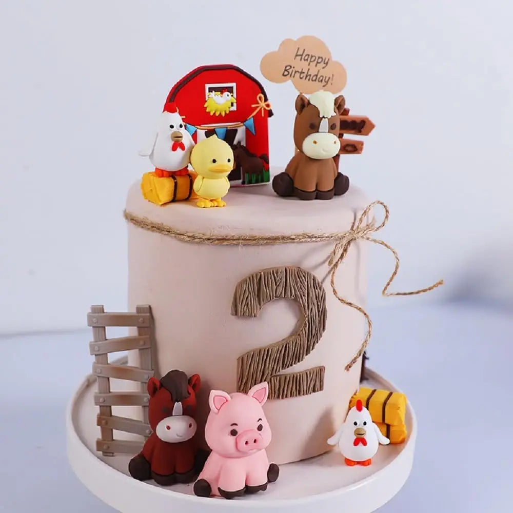 Farm Animal Cake Decoration Farm Birthday Cake Toppers Cow Pig Cake Topper for Farm Animal Baby Shower Birthday Party Decoration
