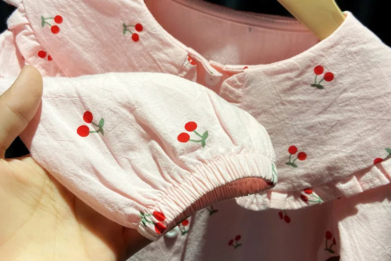 Spring Autumn New Baby's Girl Clothes Cherry Cardigan Shirt Coat for toddler Girl Baby Cloth Outfit wear Versatile Shirt blouse