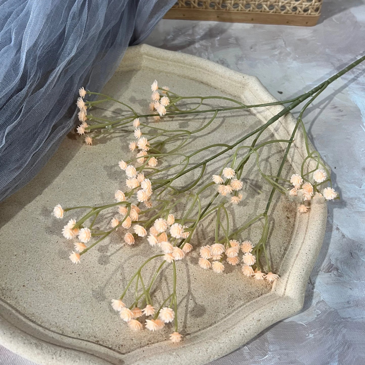 Artificial Plastic Soft Rubber Gypsophila Babys Breath Flower Branches Wedding Bouquet Floral Arrangement Accessories Home Decor