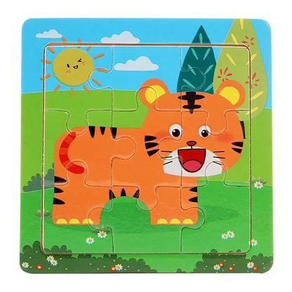 Plane Puzzles Cartoon Animals Wooden Montessori Game Kids Cognitive Jigsaw Puzzle Baby-Toy Educational Toys for Children Toddler