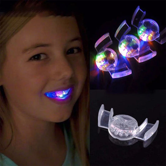2/4pcsLED Light Up Mouth Braces Piece Glow Teeth  Glow LED Teeth Flashing For Halloween Party Rave Glow Party Supplies