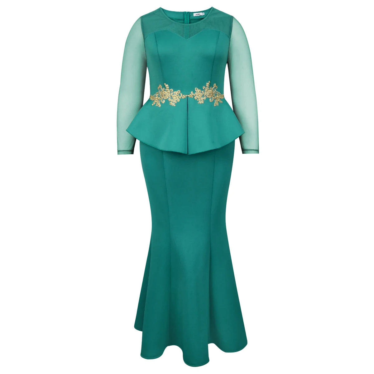 Maxi Dresses To Wear To A Wedding Green Applique Mermaid