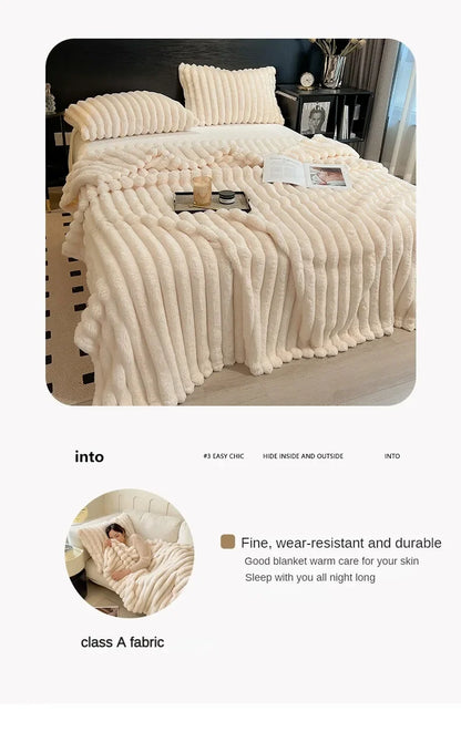 Solid Color Thickened Wide Striped Multifunctional Blanket Can Be Used As Bed Sheet Cover Blanket， Nap Blanket， Pet Blanket