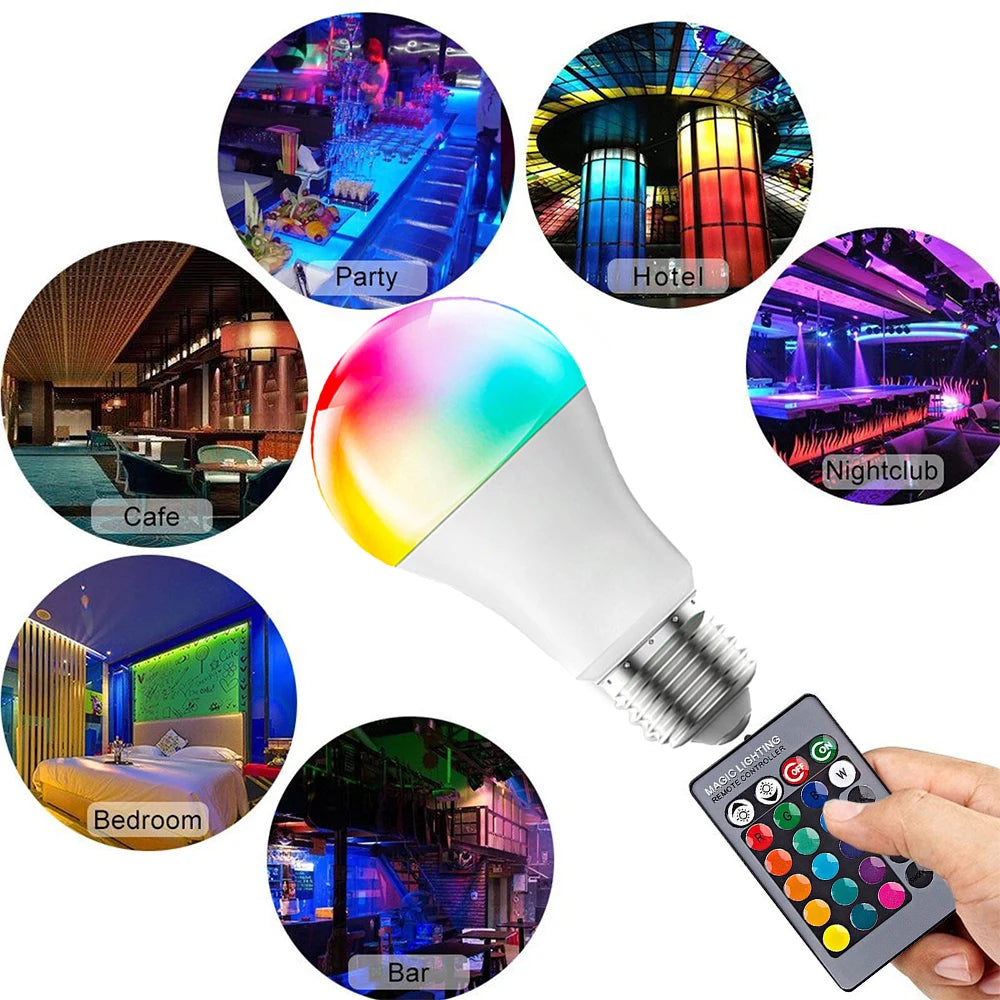 10W 15W 20W E27 LED Bulb Light Color Changing Spotlight IR Remote Control LED Bulb Smart RGBW Atmosphere Light Bar Home Decor