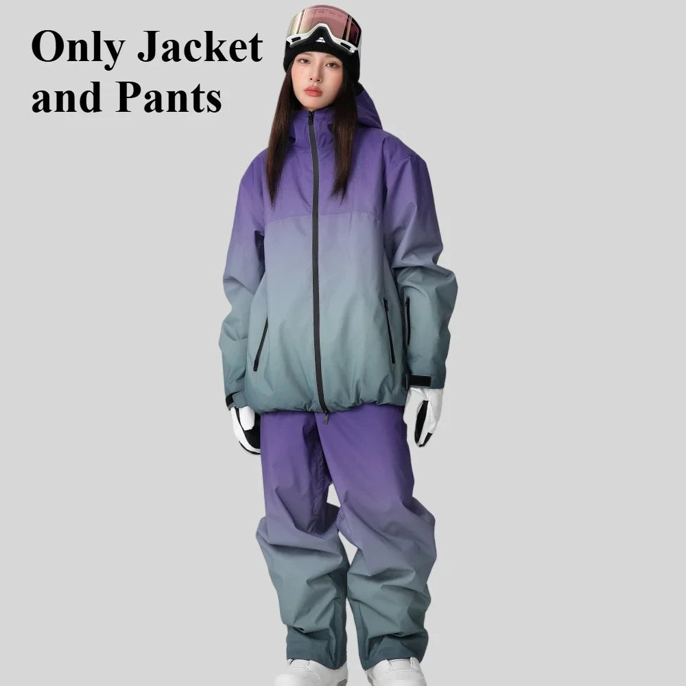 Winter Couple Skiing Suites New Warm Woman Snow Set Outdoor Ski Sport Suit Men Windproof Snowboard Tracksuit Loose Snow Clothing