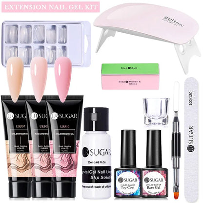 UR SUGAR Acrylic UV Gel Extension Nail Gel Kit Nude Glitter Color Fast Building Gel Nail Polish All For Manicure Nail Art Design