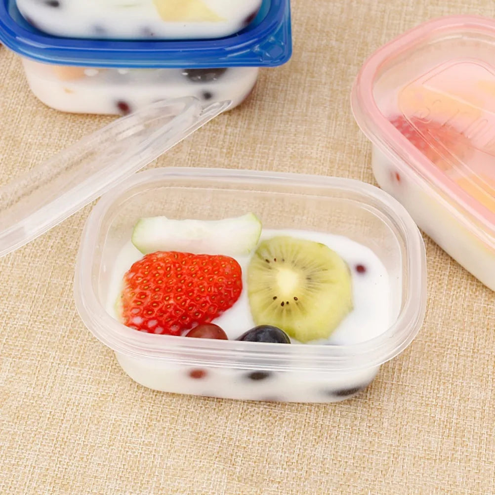 12pcs 280ML Rectangular Plastic Lunch Boxes Disposable Food Container Kitchen Sealed Box For Fruit Cake