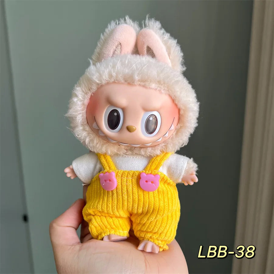 POP Labubu baby clothes 17cm plush vinyl labubu sit-down party first-generation and second-generation suit, clothes only