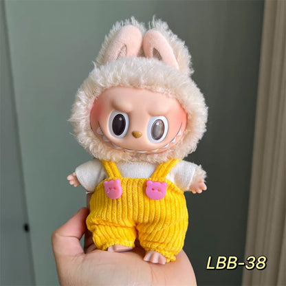 POP Labubu baby clothes 17cm plush vinyl labubu sit-down party first-generation and second-generation suit, clothes only