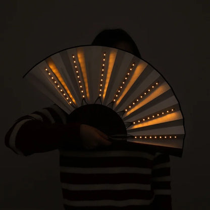 Bar FaninsGlowing Disco Fan Trendy Electronic Music Festival Party Performance Prop Flashing Folding Fan