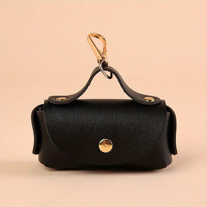 Portable Dog Waste Bag Dispenser With Leather Clip - Durable Polyester