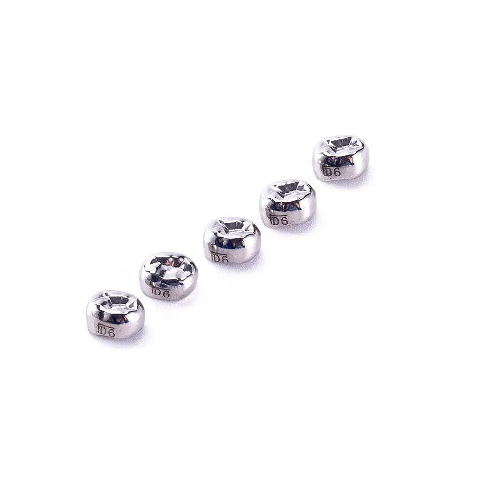 Dental Crown Kids Primary Molar Crown Teeth Stainless Steel Pediatric Temporary Crowns Dentist for Upper/Lower Left/Right 5Pcs