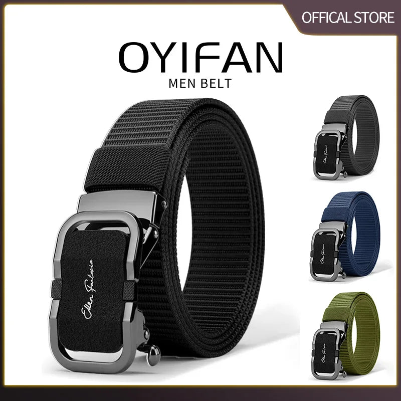 Men's Belt Jeans Belt for Men Tactical Belt Nylon Belt Metal Buckle Automatic Belt Casual Style