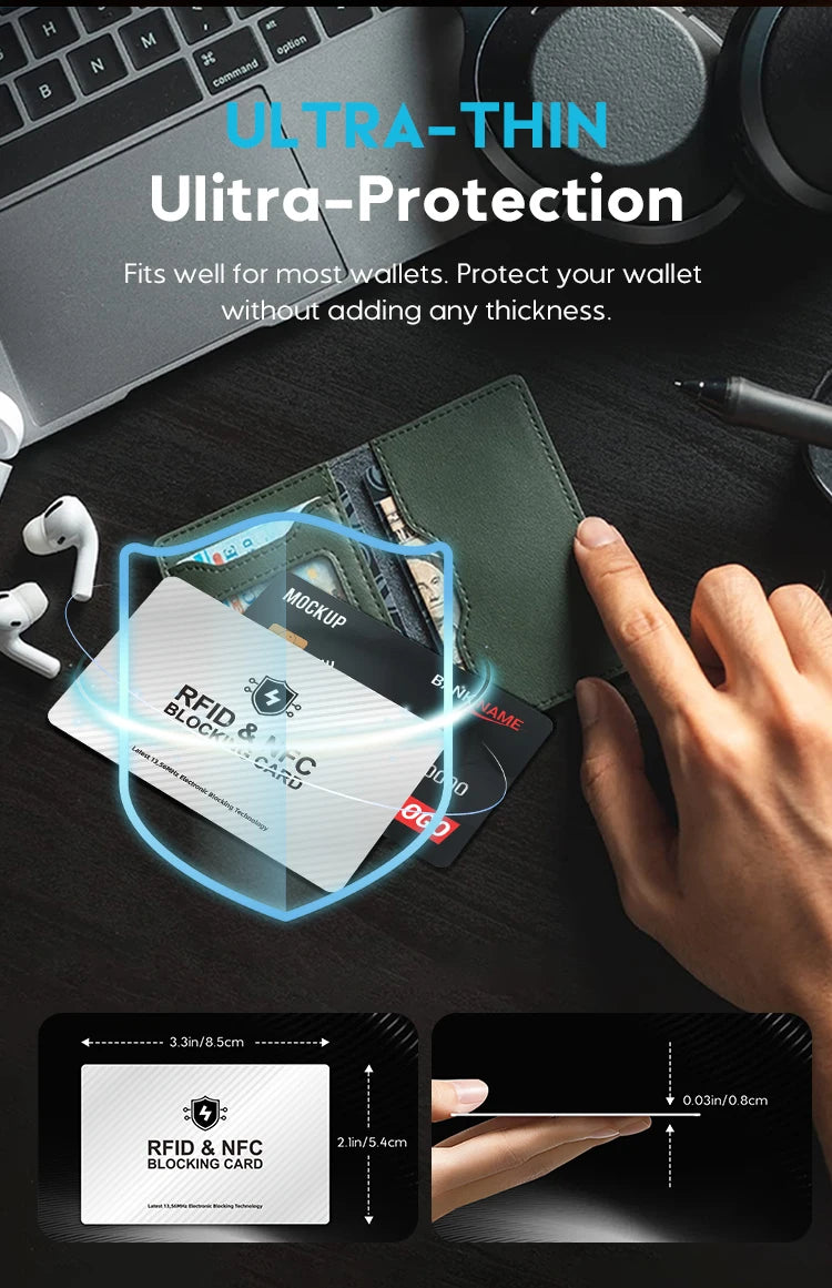 RFID Blocking Card 1 Pack Debit Credit Card Protector Anti-Theft Contactless NFC Blocker Entire Wallet Protection