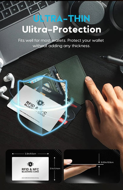 RFID Blocking Card 1 Pack Debit Credit Card Protector Anti-Theft Contactless NFC Blocker Entire Wallet Protection