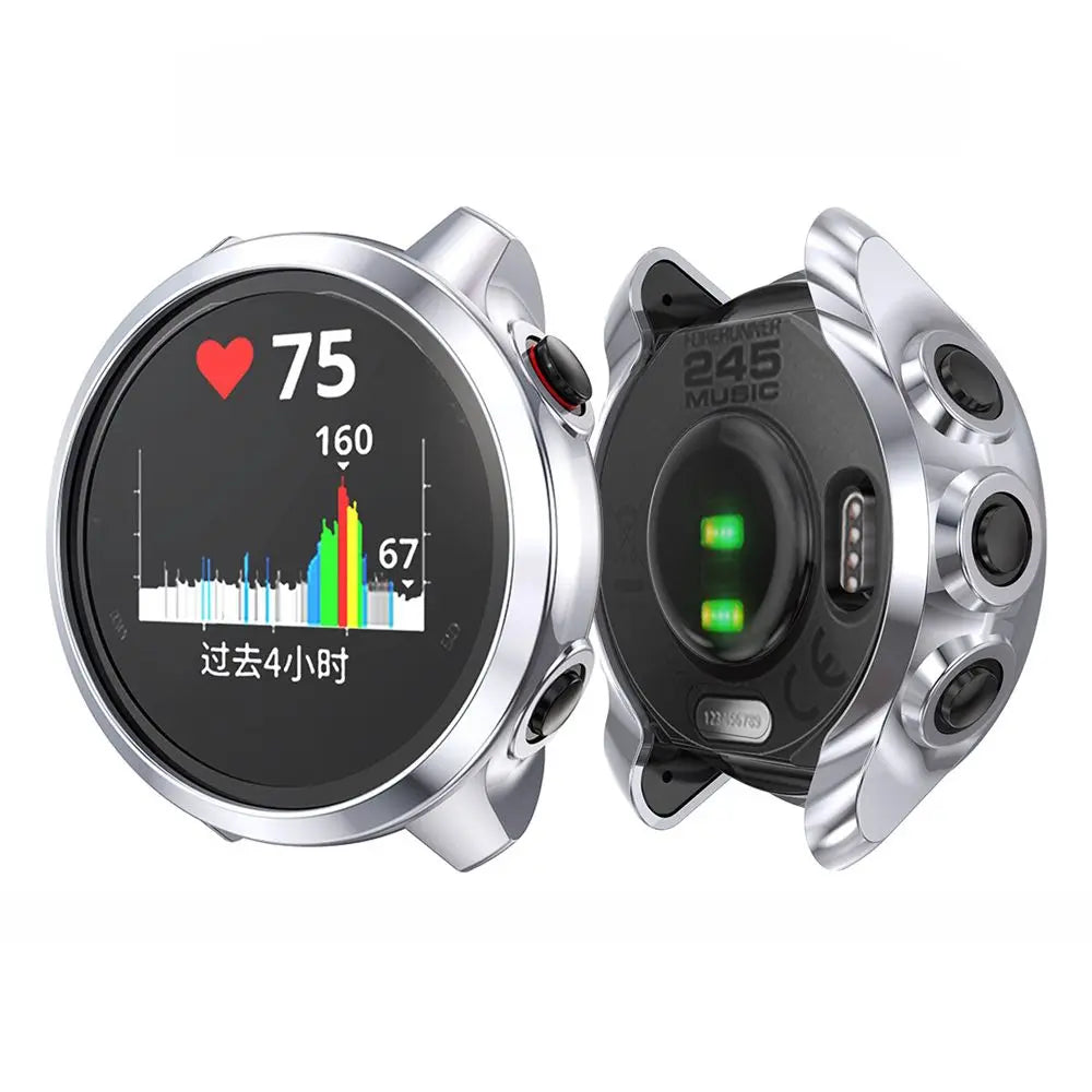 For Garmin Forerunner 245 / 245M Soft TPU Watch Case Protective Cover Screen Protectors
