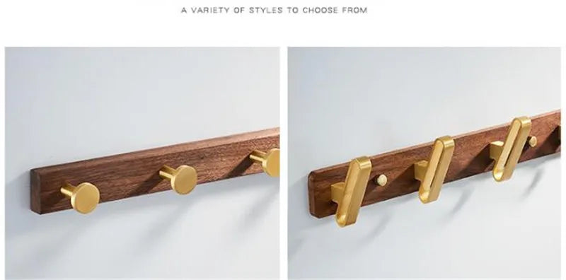 Tuqiu Robe Hook,Clothes Hook,Towel hanger, Wood and Aluminum Towel Hooks kitchen hooks Brushed gold bathroom accessories