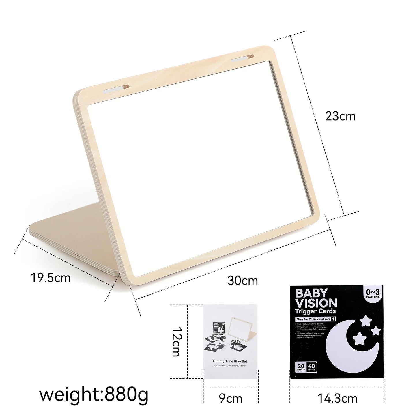 Black And White Baby Floor Mirror Tummy Time Sensory Baby Toys 6 12 months Kid Toys For Babies Montessori Development Crawl Toys