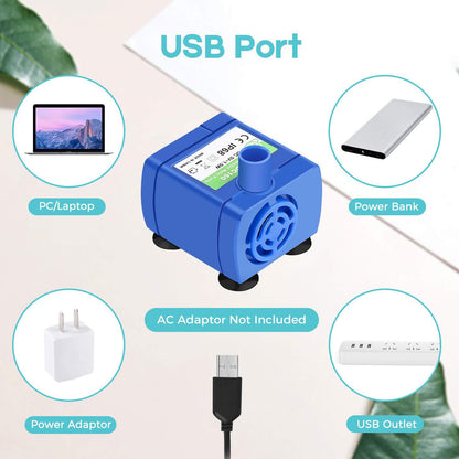 Pet USB Water Pump LED Light Pet Cat Water Fountain Motor Accessories Replacement for Cat Flowers Drinking Bowl Water Dispenser