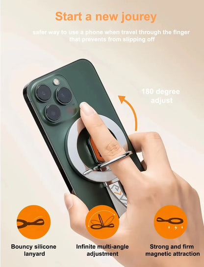 for MagSafe Car Mount, 3-in-1 Upgraded Magnetic Phone Ring Holder Grip Kickstand Car  with MagSafe Accessories for IOS & Android