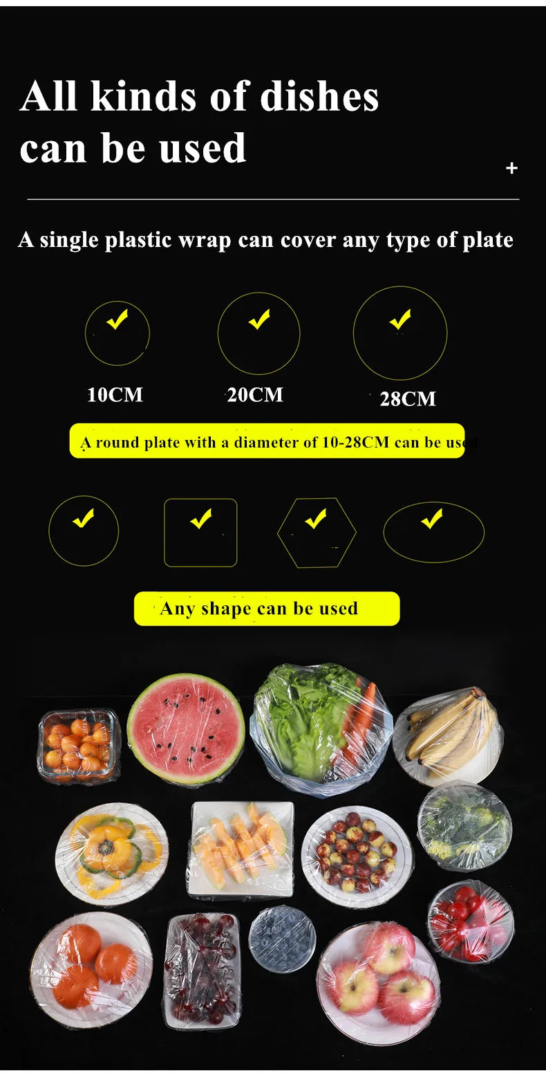 Reusable Disposable Food Cover Plastic Wrap Durable Elastic Food Lids For Bowls Elastic Plate Covers For Kitchen Food Saver Bag