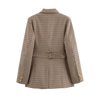 Female Office Suit Jacket with Sashes Y2K Elegant Women Formal Blazer 2025 Spring Long Sleeve Single Breasted Coat   ﻿