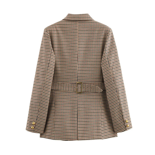 Female Office Suit Jacket with Sashes Y2K Elegant Women Formal Blazer 2025 Spring Long Sleeve Single Breasted Coat   ﻿