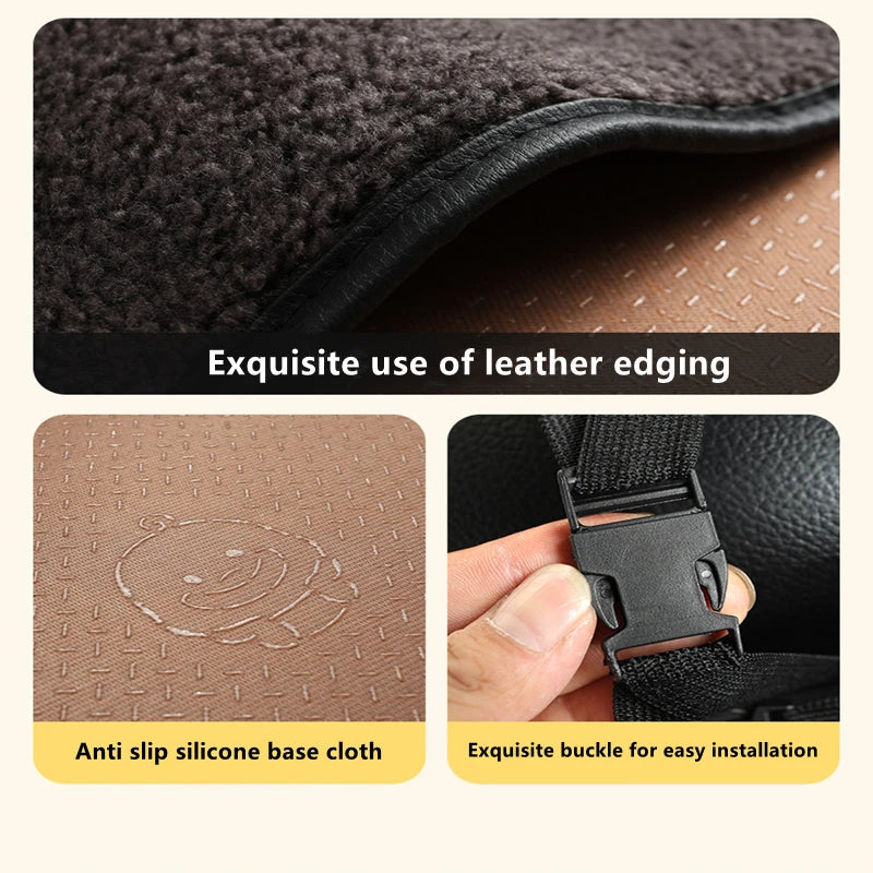 2023 New Car Heated Seat Cushion Made of Lamb Fleece Material, Comfortable and Warm, Suitable for Single Seat, Double Seat, and