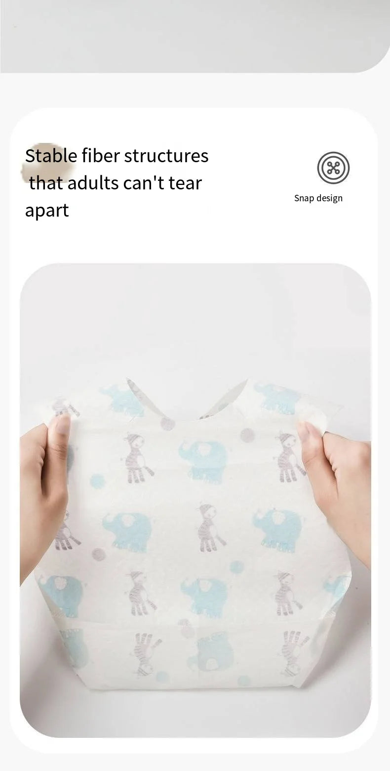 50-Pack Disposable Bibs for Babies Aged 6 Months to 2 Years Cartoon Bear Feeding Bib for Boy Girl Non-woven Drool Towel
