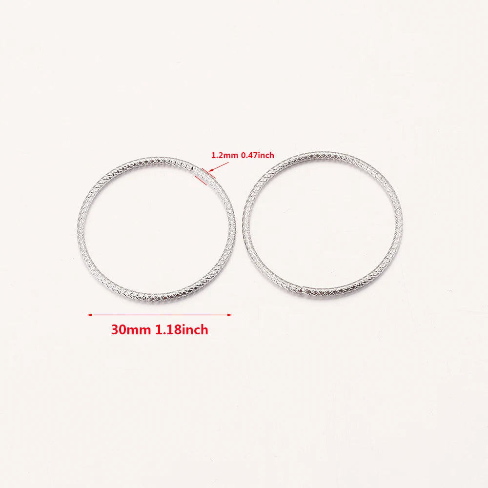 10pcs 30/50mm Round Stainless Steel Jump Rings Gold-Plate Twisted Closed Ring for DIY Jewelry Making Earring Accessories