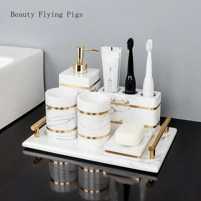 1pcs Resin Light Luxury Bathroom Wash Tray Hotel Bathroom Bathroom Wash Table Toothbrush Shelf Decoration  Toilet Accessories