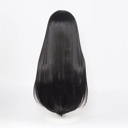 Cartoon Character Cosplay Hair Extensions Synthetic Wigs Natural Breathable Head Cover Black Long Straight Wig Hat for Women