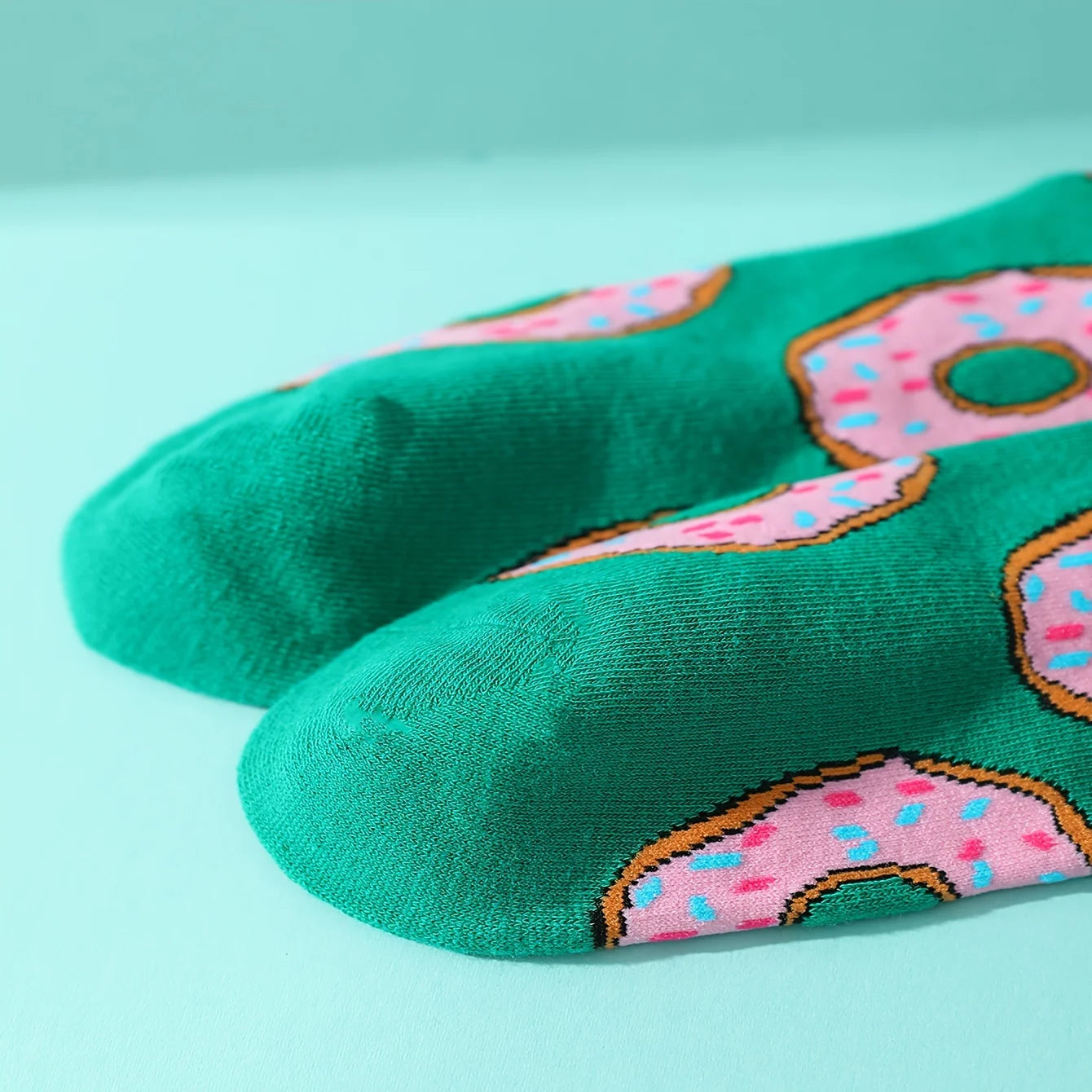 A pair of novelty interesting donut socks comfortable and breathable suitable for Halloween Christmas Valentine's Day Gifts