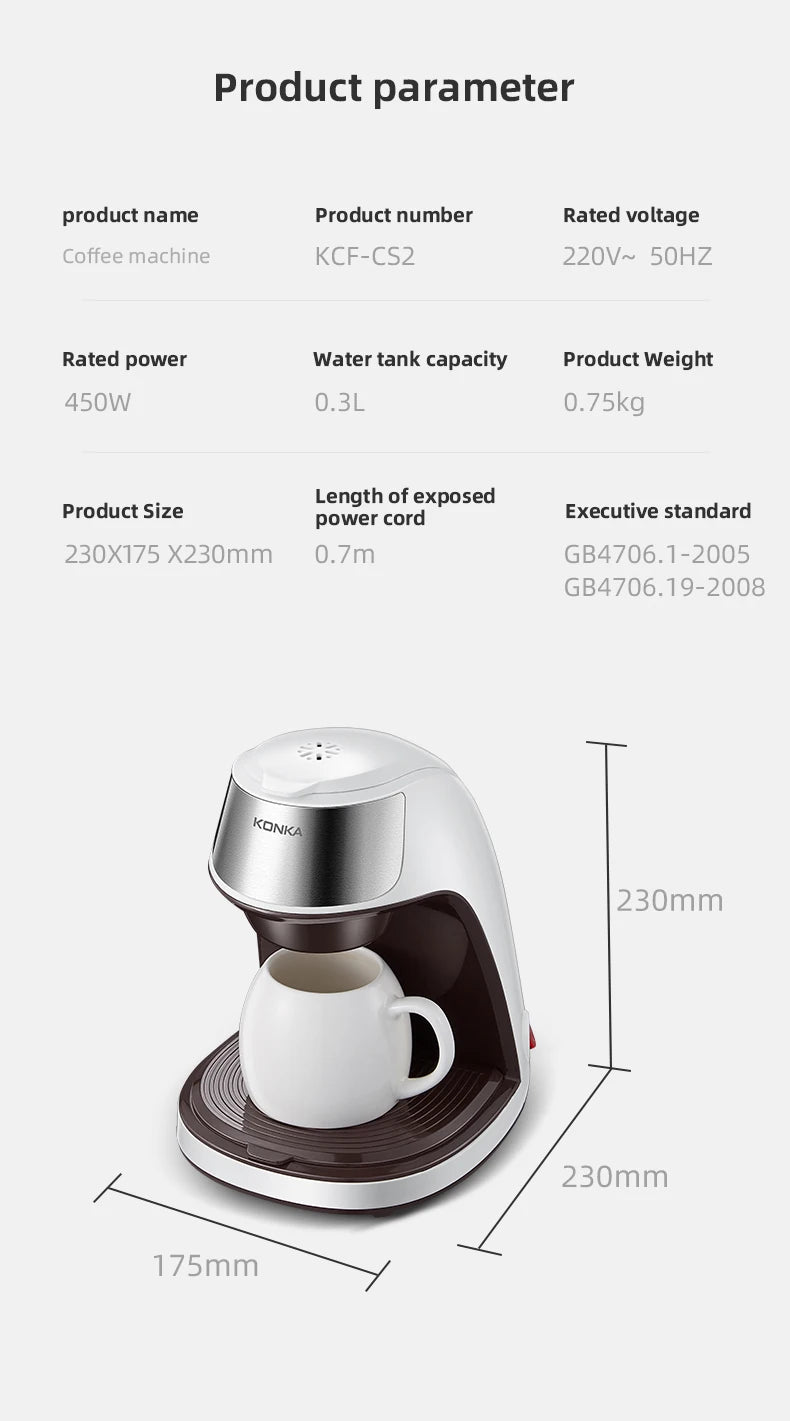 Mini Electric Drip Coffee Maker American Drip Coffee Maker One Button Operation Coffee Maker Coffee Tools