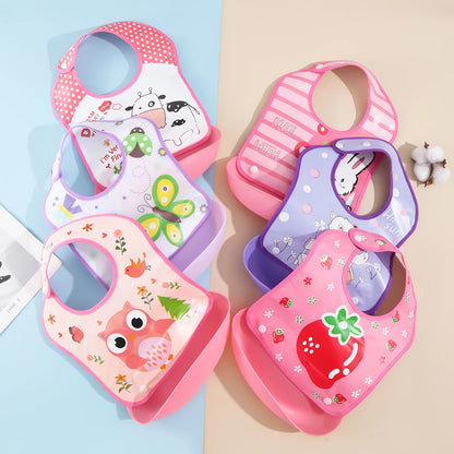 Baby food bib Baby waterproof bib three-dimensional detachable food food pocket Child child saliva pocket