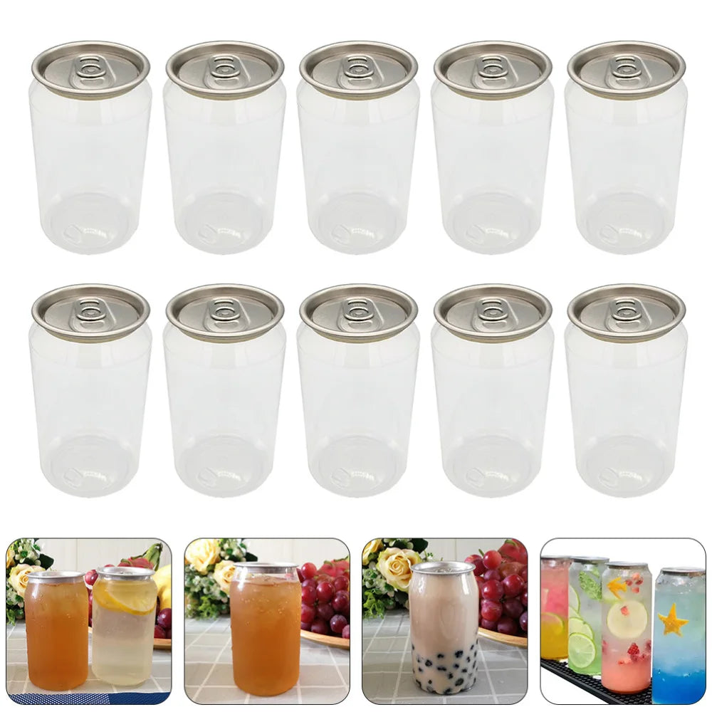 10pcs Disposable Can Milk Tea Cup Transparent Snack Bottle Beverage Bottle Dessert Bottles Milk Tea Shop Kitchen Supply