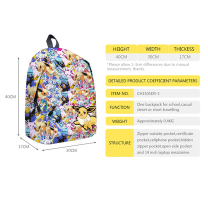 Pokemon Pikachu School Bags Backpacks Anime Kids Bags Kawaii Big Capacity Travel Bag Teenagers Schoolbag Girls Boys Rucksacks