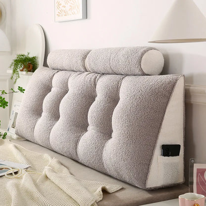 Headboard Pillow Lambswool Triangle Cushion Backrest Pain Relief Sofa Waist Cushion Wedge Sleeping Pillows for Bed Decorative 이불