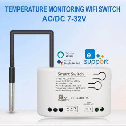 WiFi Smart Temperature Switch Ewelink Controller 2000W Intelligent Thermostat With Energy Consumption Monitor Work With Alexa