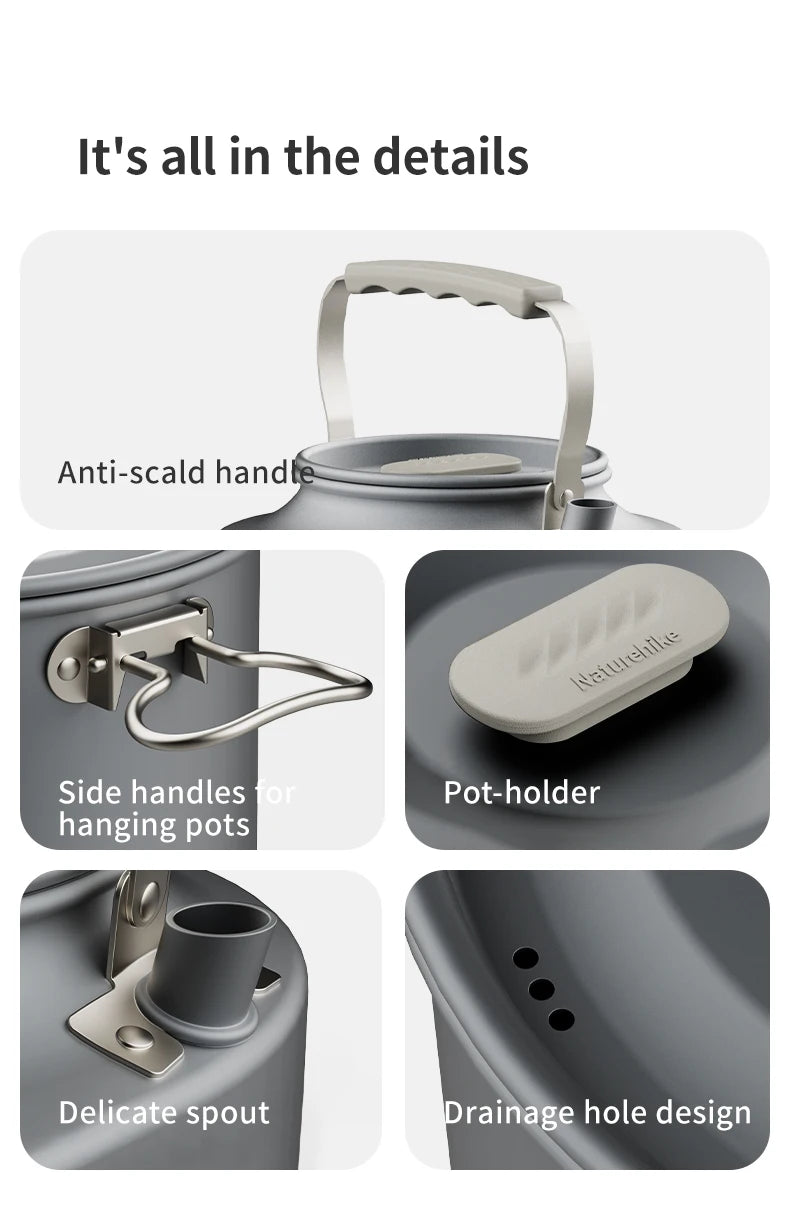 Naturehike Camping Pot Set Aluminum Alloy Cookware Pot Set Portable Outdoor Picnic Tableware Camping Cookware Kit CNK2450CF010