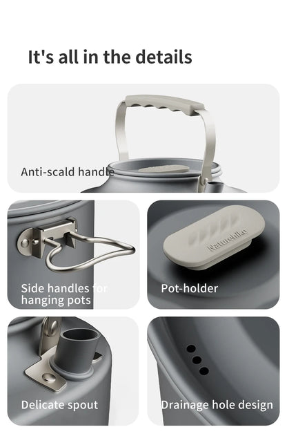 Naturehike Camping Pot Set Aluminum Alloy Cookware Pot Set Portable Outdoor Picnic Tableware Camping Cookware Kit CNK2450CF010