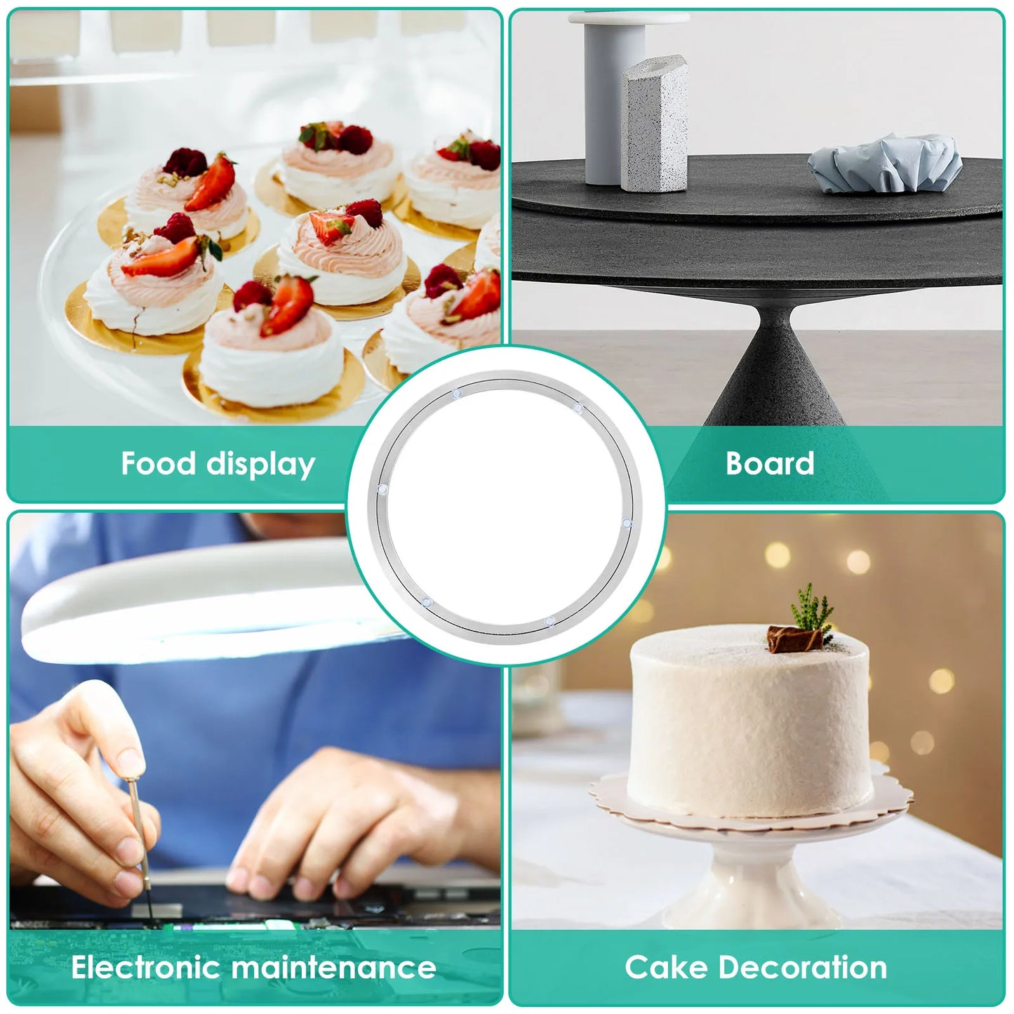 14 Inch Rotating Metal Turntables Dining Table Bearing Heavy Duty Round Dining Table Smooth Swivel Plate for Dining Table