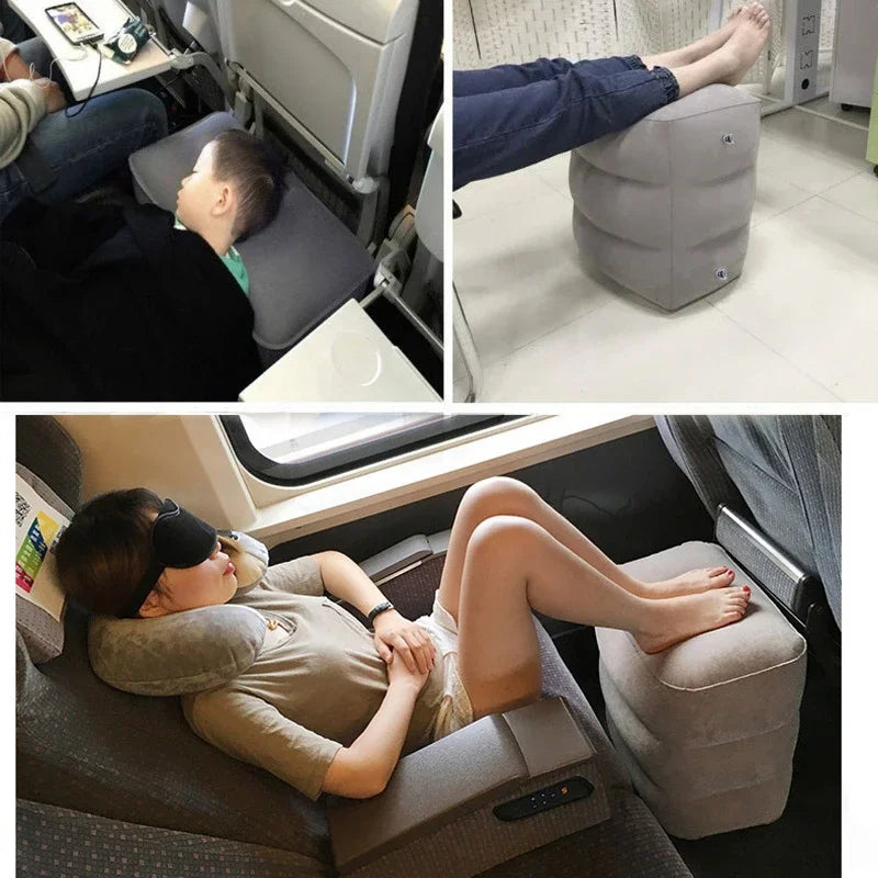 Inflatable Travel Pillow Foot Pad Airplane Car Bus Footrest stool Height Adjustable Kids Flight Sleeping Resting Pillow mx920103